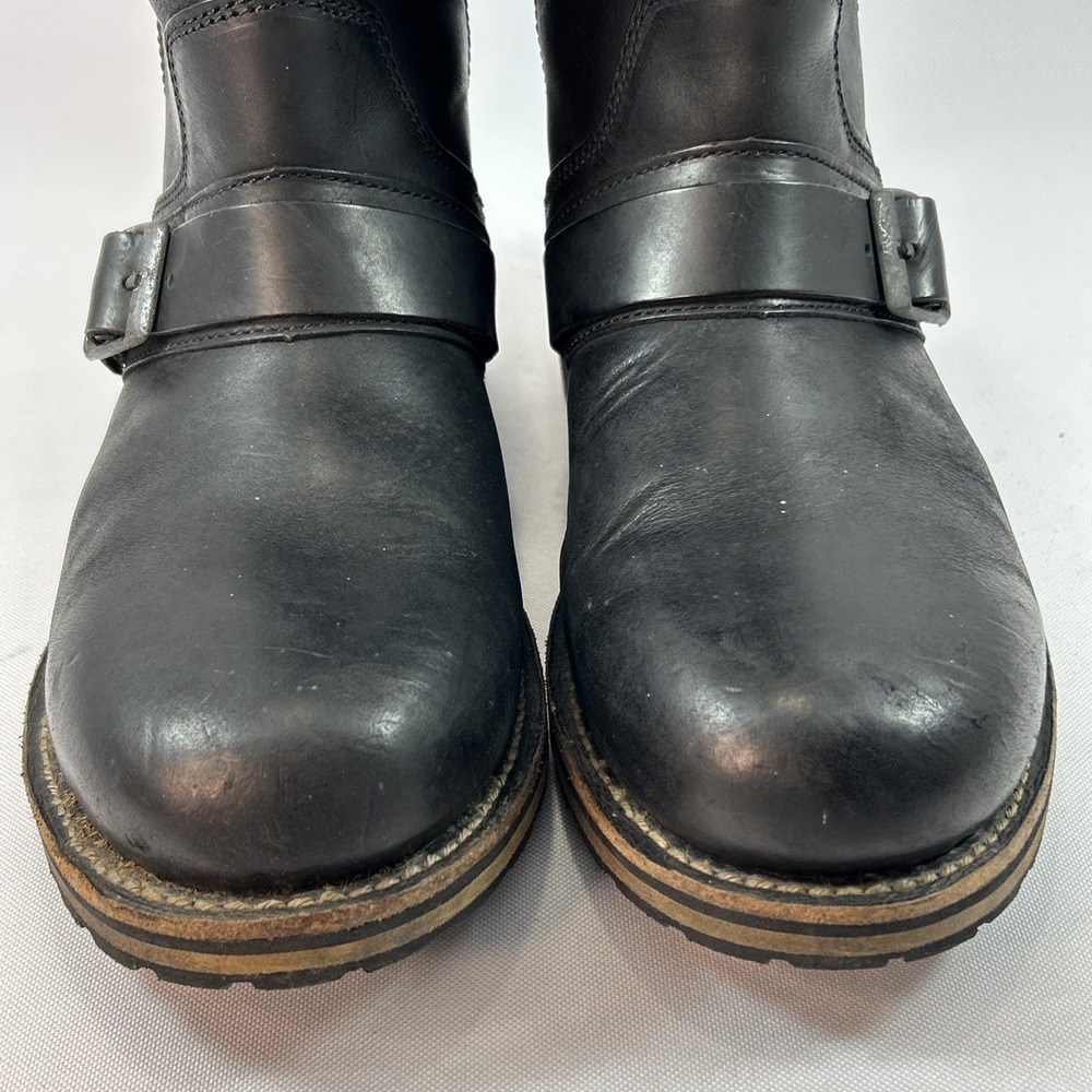 L.L.Bean Roughout Leather Engineer Boots Men's Sz 11 Harness Black Goodyear Welt - Picture 8 of 15